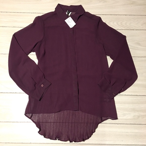 De Colores Long Sleeve Purple Sheer Top Collar Size L - Picture 2 of 7